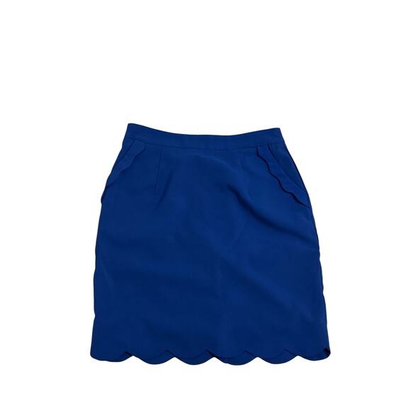 Brixon Ivy Women's Small Ivy Royal Blue Pockets Ruffle Short Pencil Skirt - Picture 2 of 9